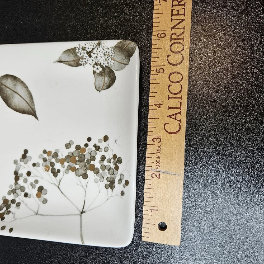Grace Teaware Serving Dish Metallic Black‎ Leaves Rectangle 14x6